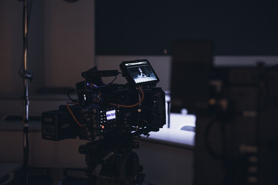 Television journalism course with camera and microphone